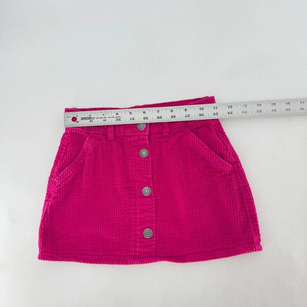 Old Navy‎ Girls Corduroy Skirt Pink Button Front Pockets Size S (6-7)