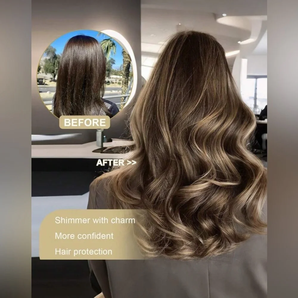 22” Clip-In Hair Extension Brown with Blonde Highlights Wavy | Volume Hairpiece