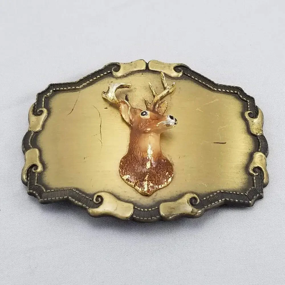 Belt Buckle 1977 Or 1978‎ Deer Head Buck Torso USA Made By Raintree Buckle