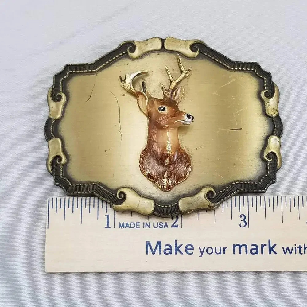 Belt Buckle 1977 Or 1978‎ Deer Head Buck Torso USA Made By Raintree Buckle