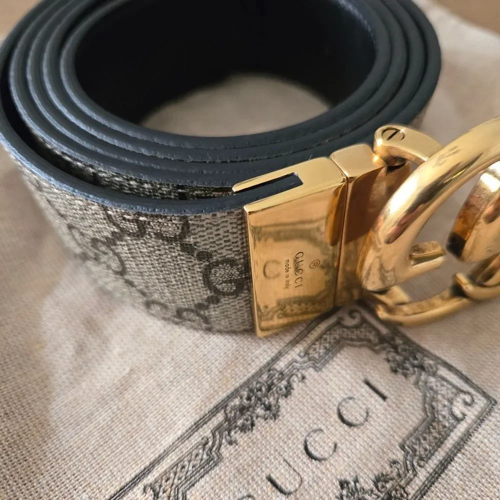 AUTHENTIC Gucci Black and Gold Men's Belt Size 115/46