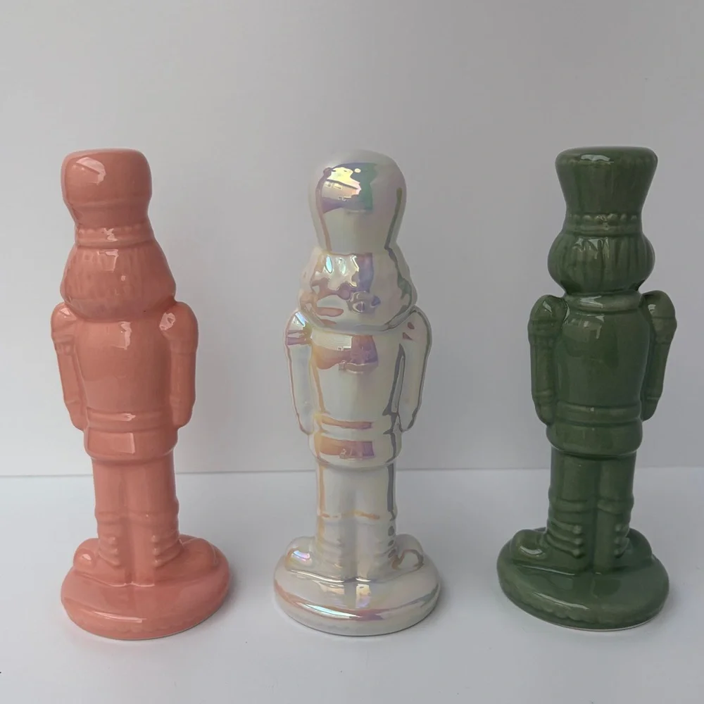 Target Dollar Spot Set of 3 Iridescent Ceramic Nutcrackers‎ Bullseyes Playground