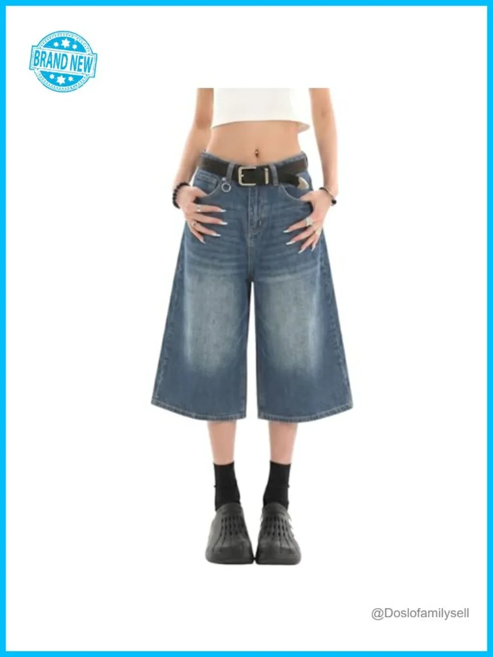 Baggy Jean Shorts Wide Leg Y2k Oversized Denim Shorts Streetwear