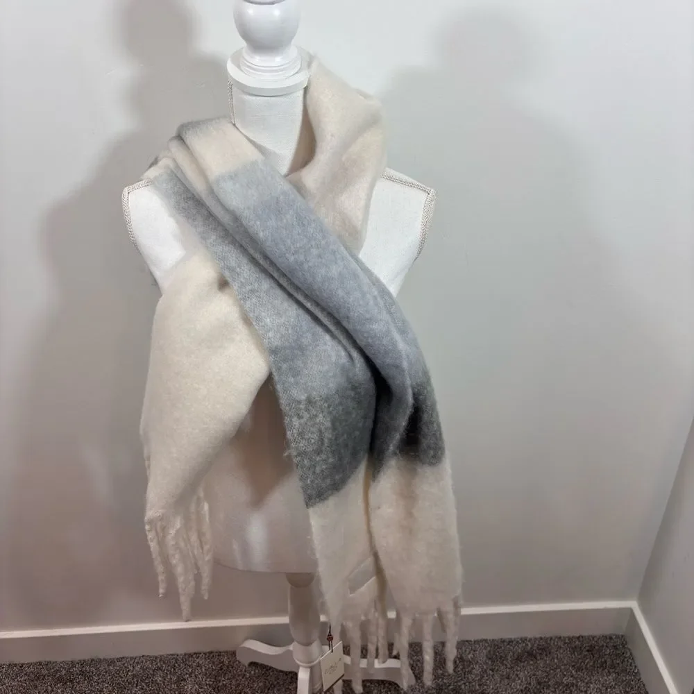 CALIA Women's Luxe Scarf NEW Grey Stripe