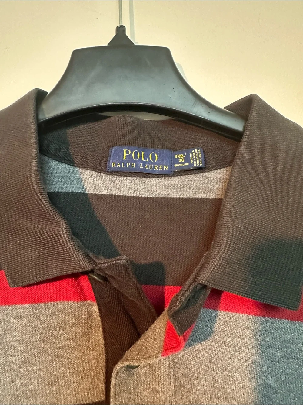Ralph Lauren Striped Polo Shirt in Black, Gray & Red