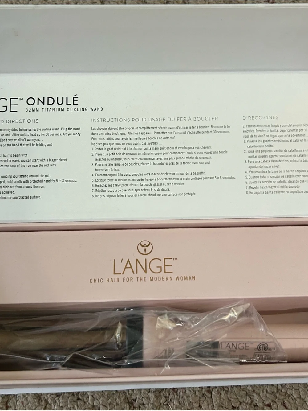 L'ANGE Rose Gold and Black 32mm Titanium Curling Wand