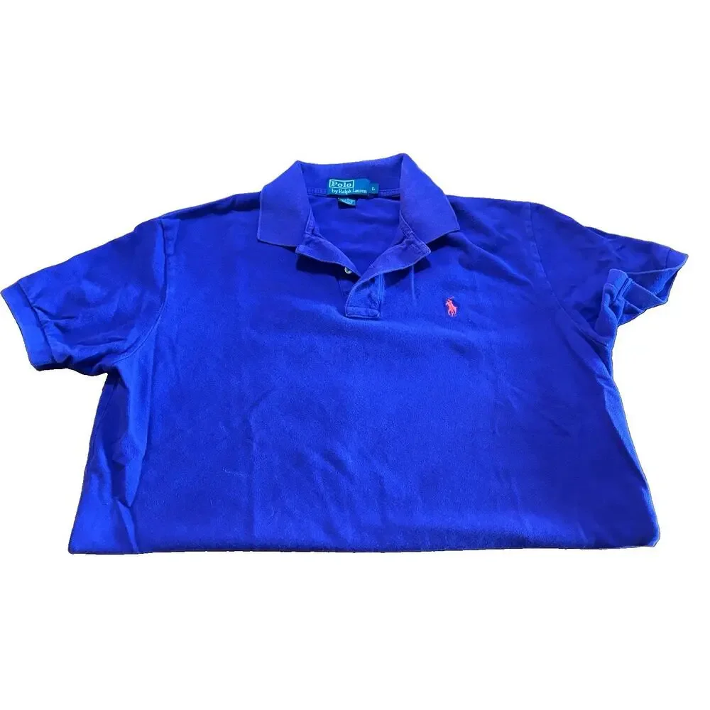 Ralph Lauren Men's Large Purple Polo Shirt Custom Fit Short Sleeve