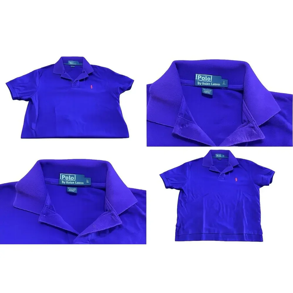 Ralph Lauren Men's Large Purple Polo Shirt Custom Fit Short Sleeve