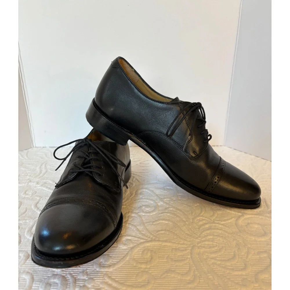 Brooks Brothers 346 Black Leather Cap‎ Toe Oxford Dress Shoes Men's Size 9.5D