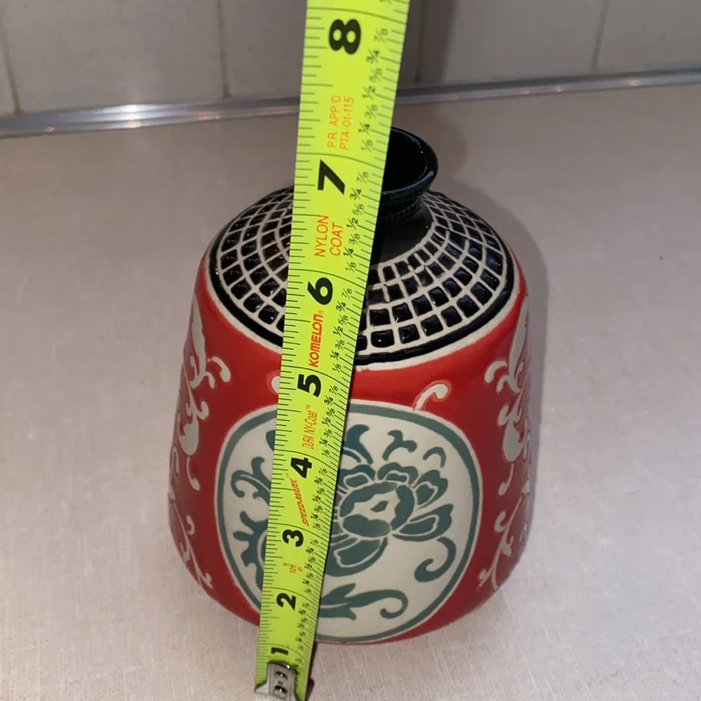 Pier 1 Imports Oriental Boho style Bud‎ Vase red black white