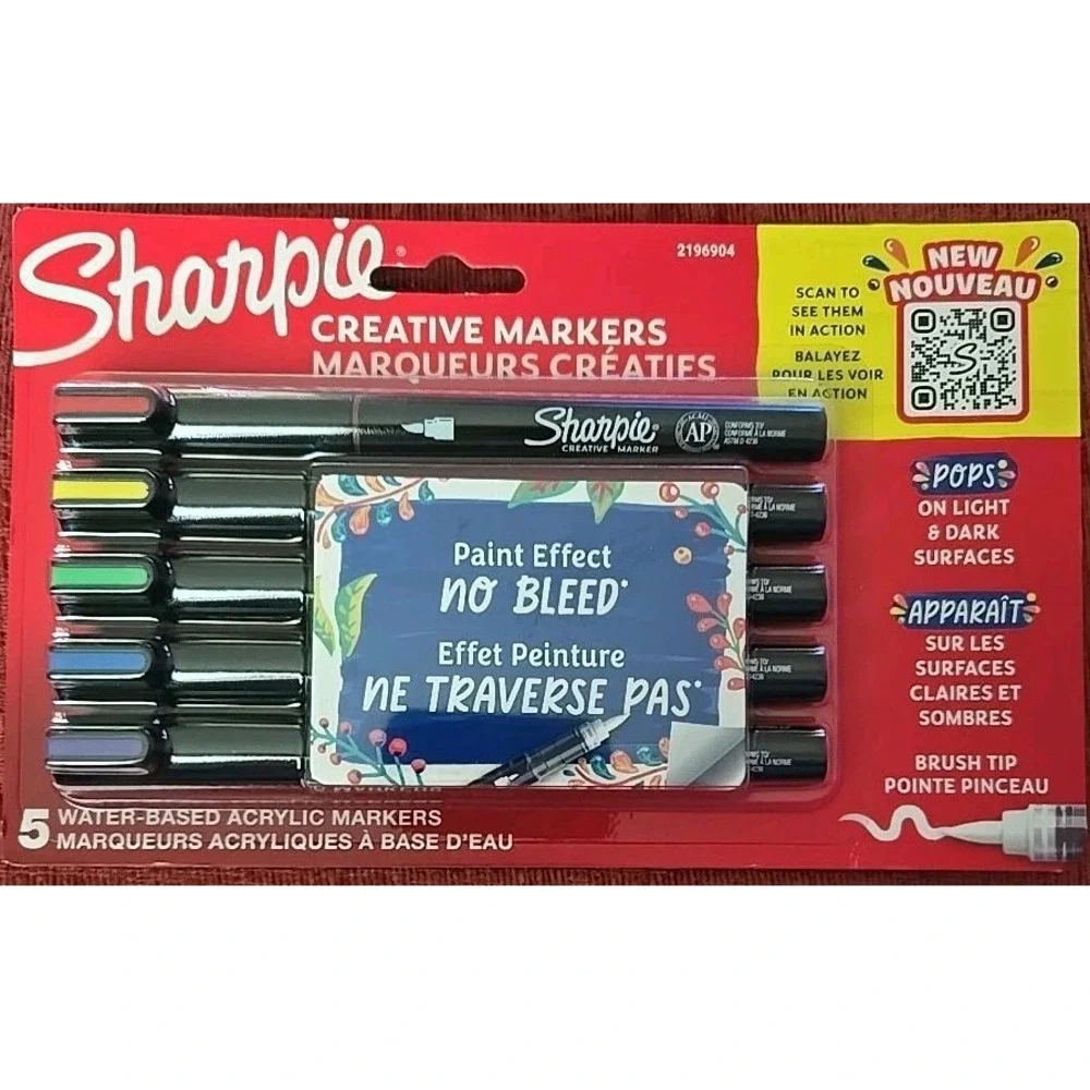 Sharpie Creative Acrylic Markers-5‎ Count Bullet Tip-Paint Effect No Bleed