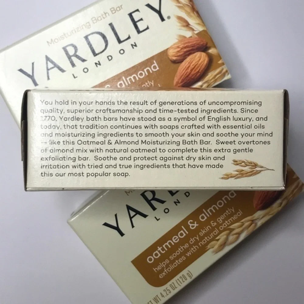 Yardley‎ Oatmeal and Almond Bar Soap, 4.25 Ounce, 3 Packs.