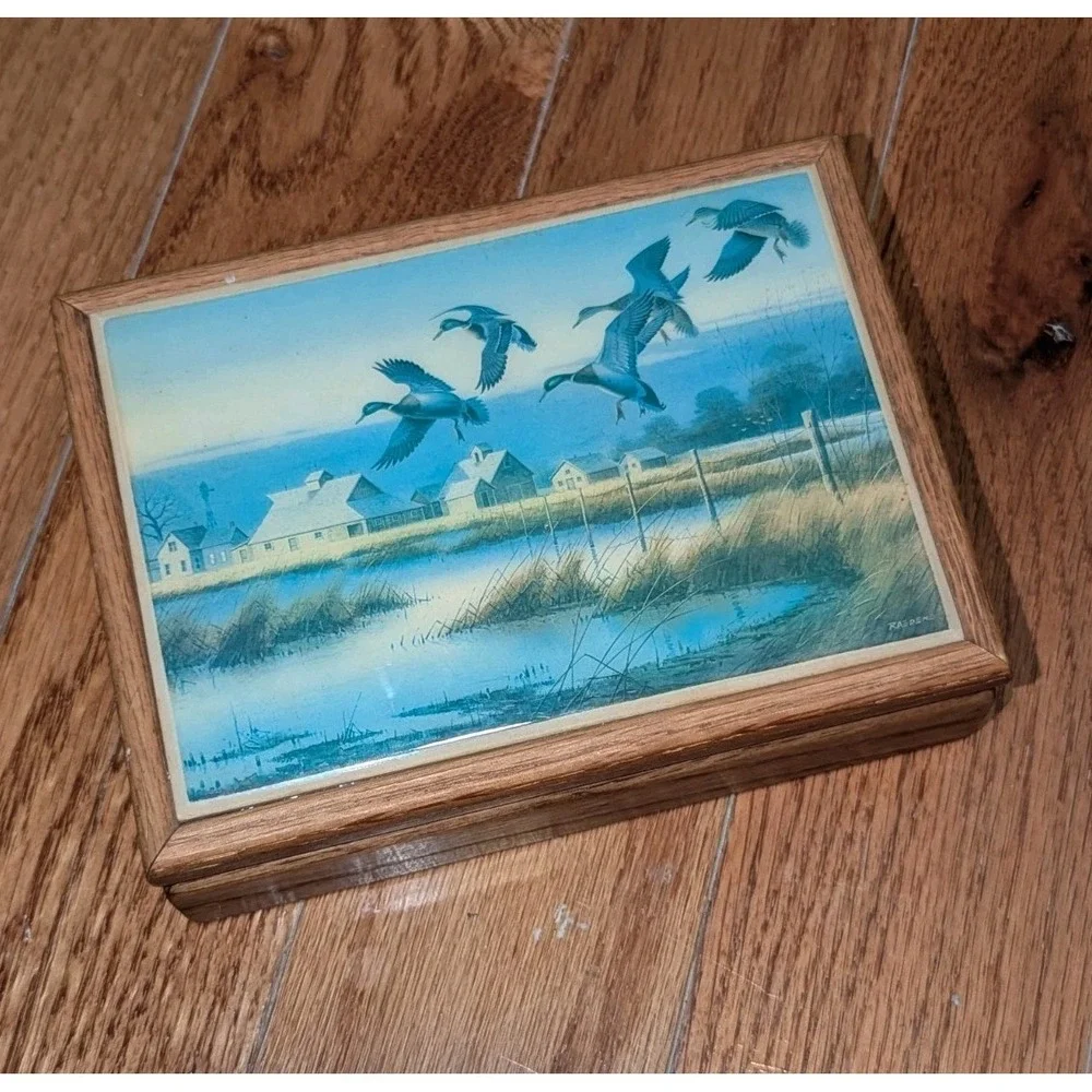 Vintage Coastal Cottagecore Duck Decoy Trinket‎ Box Rustic Cabin Decor