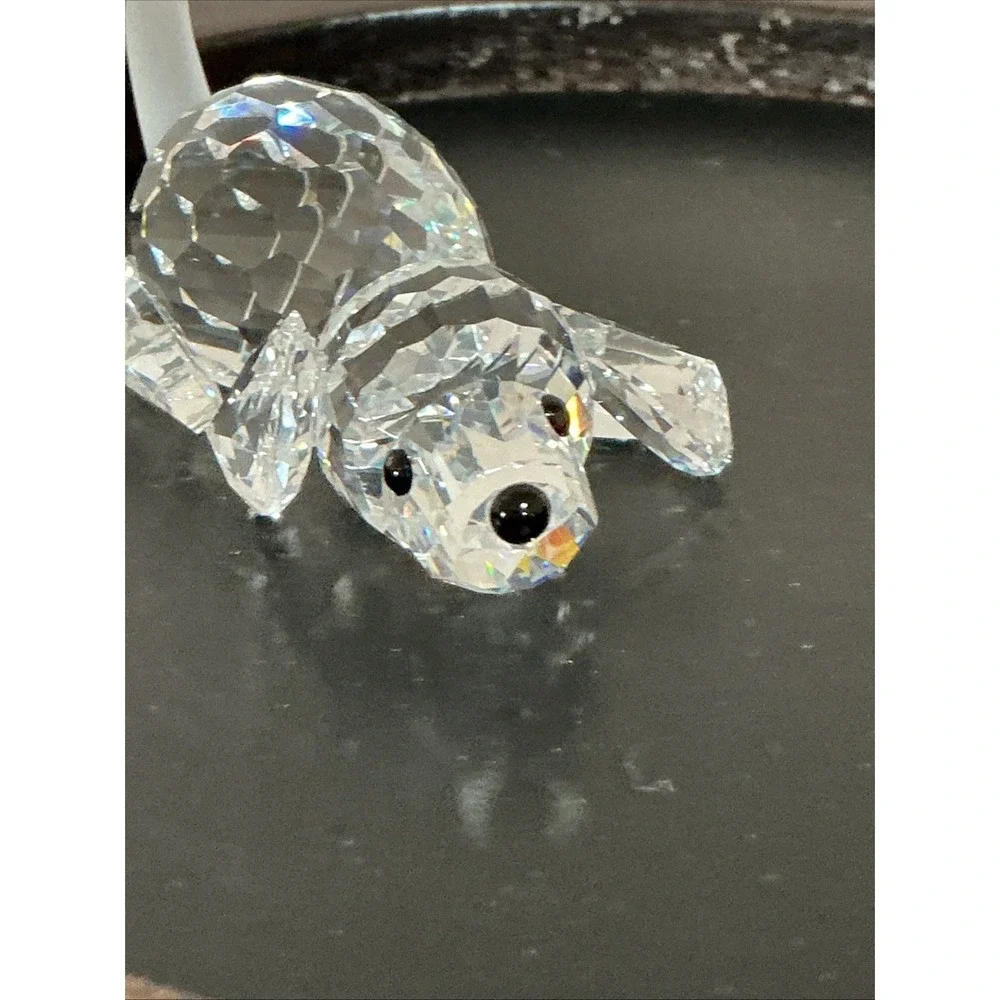 Swarovski crystal figurine dog beagle playing frosted tail retired with box