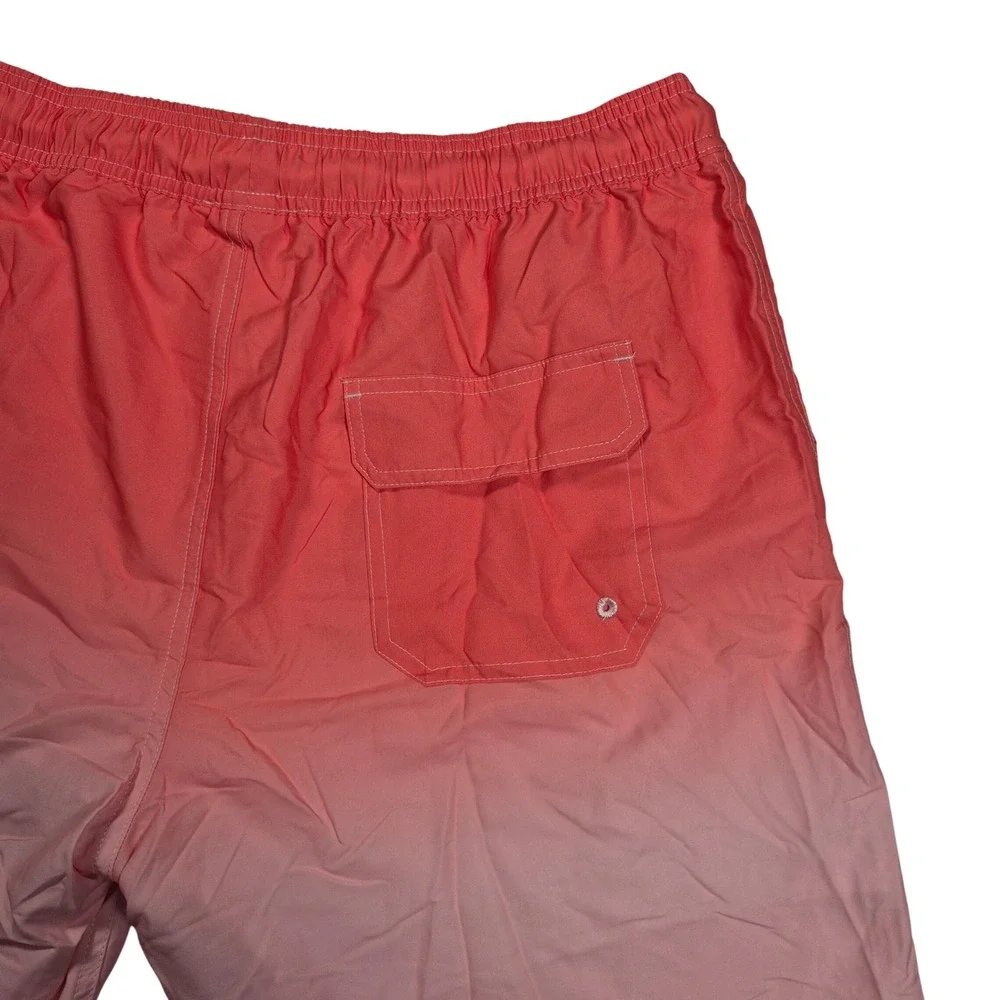 Mens Coral Pink Ombre Swim Trunks XL Beach‎ Board Shorts Vacation Pool