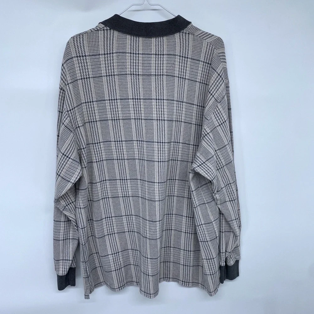 Vintage 90s Chaps Ralph Lauren Mens Plaid Long Sleeve Polo Shirt‎ Large Cotton