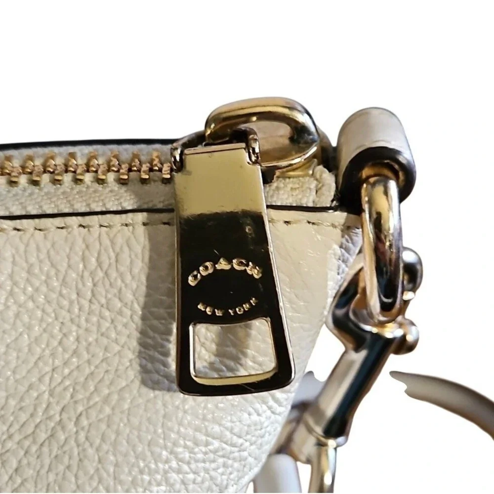 Coach Kelsey Satchel Chalk White Pebble Leather Handbag F59325‎ Gold Hardware