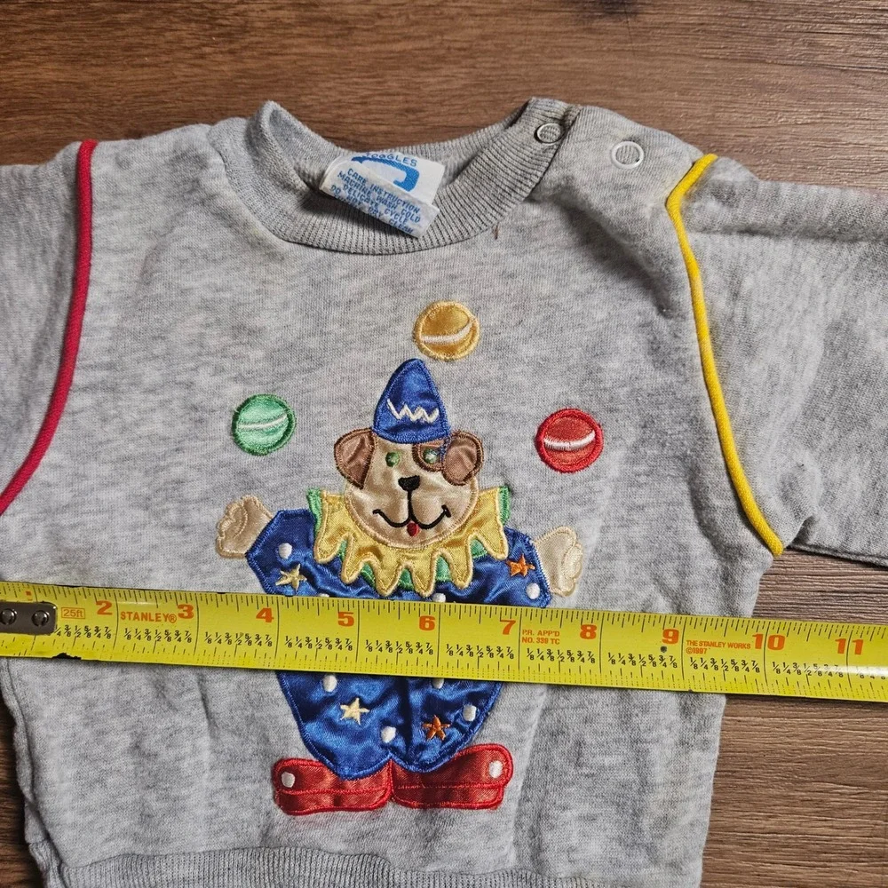 Vintage Joggles Circus Clown Juggling Dog Seal Sweatsuit Set Baby 12 Mos Kidcore