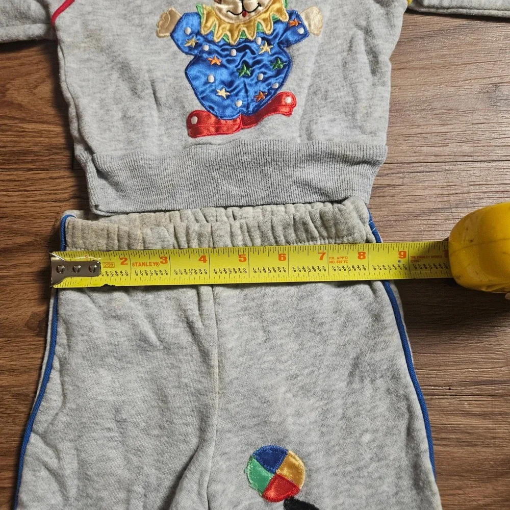 Vintage Joggles Circus Clown Juggling Dog Seal Sweatsuit Set Baby 12 Mos Kidcore