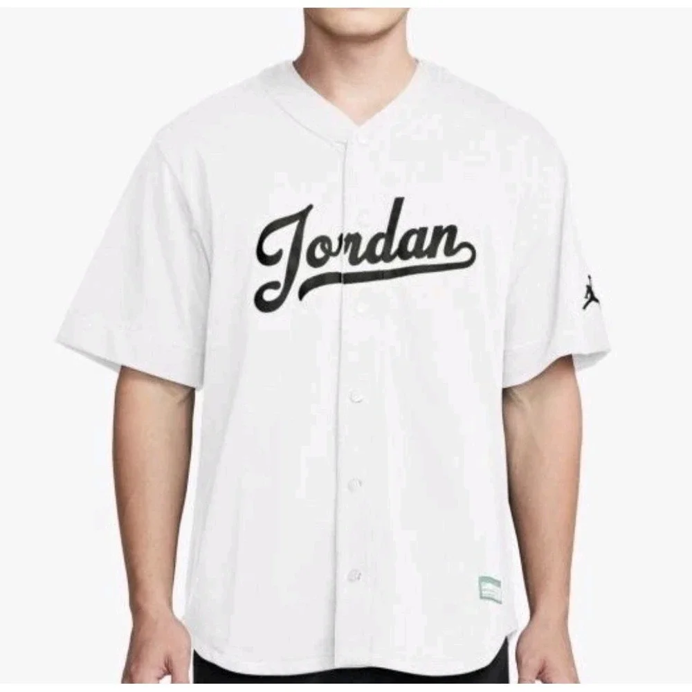 Pre-owned Size XXL Jordan Loose FIT Baseball Jersey TOP,‎ White, Snaps, See Pics