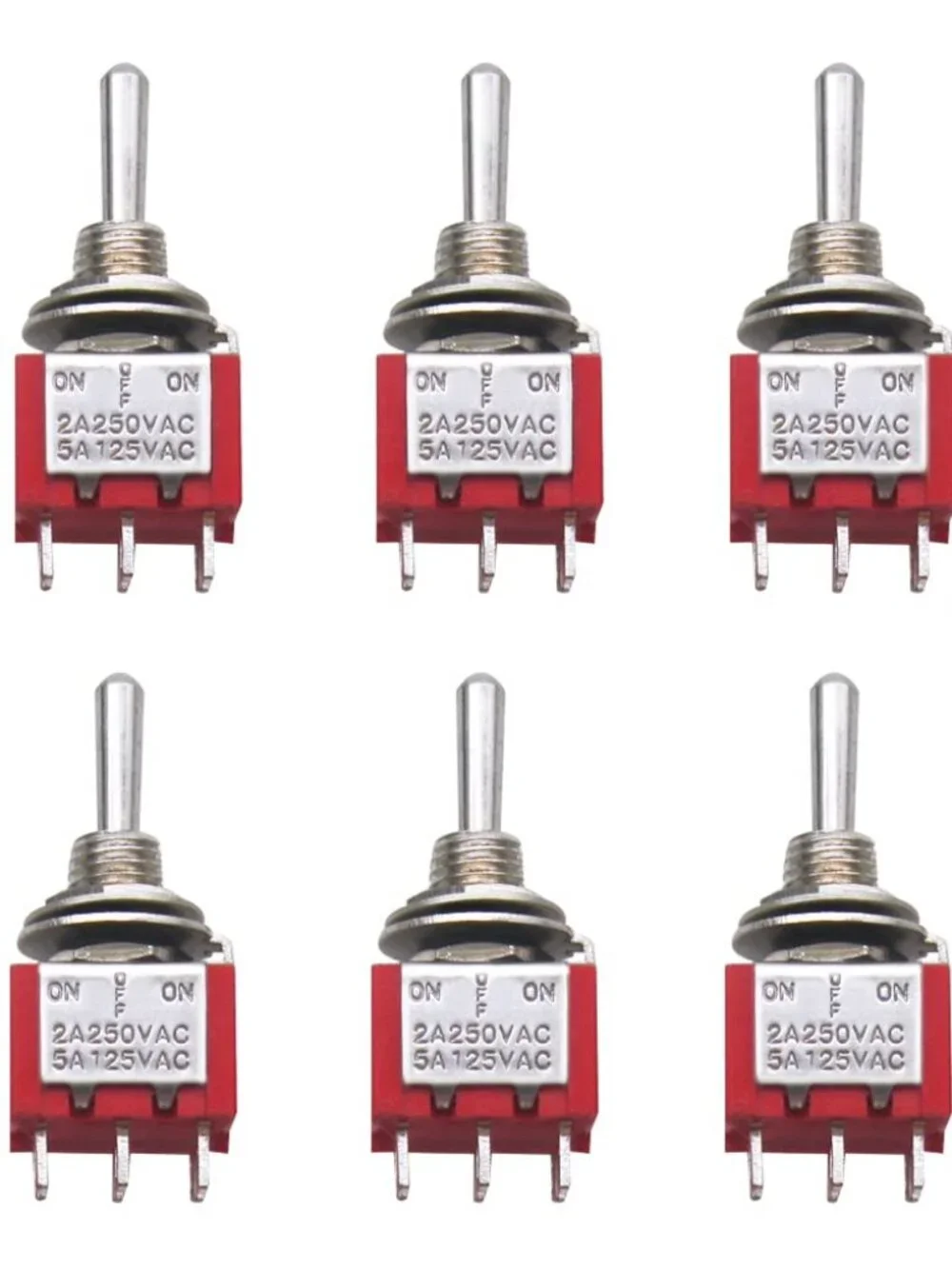 mxuteuk 6pcs Momentary Mini Miniature Toggle Switch 6 Terminal 3 Position DPDT (