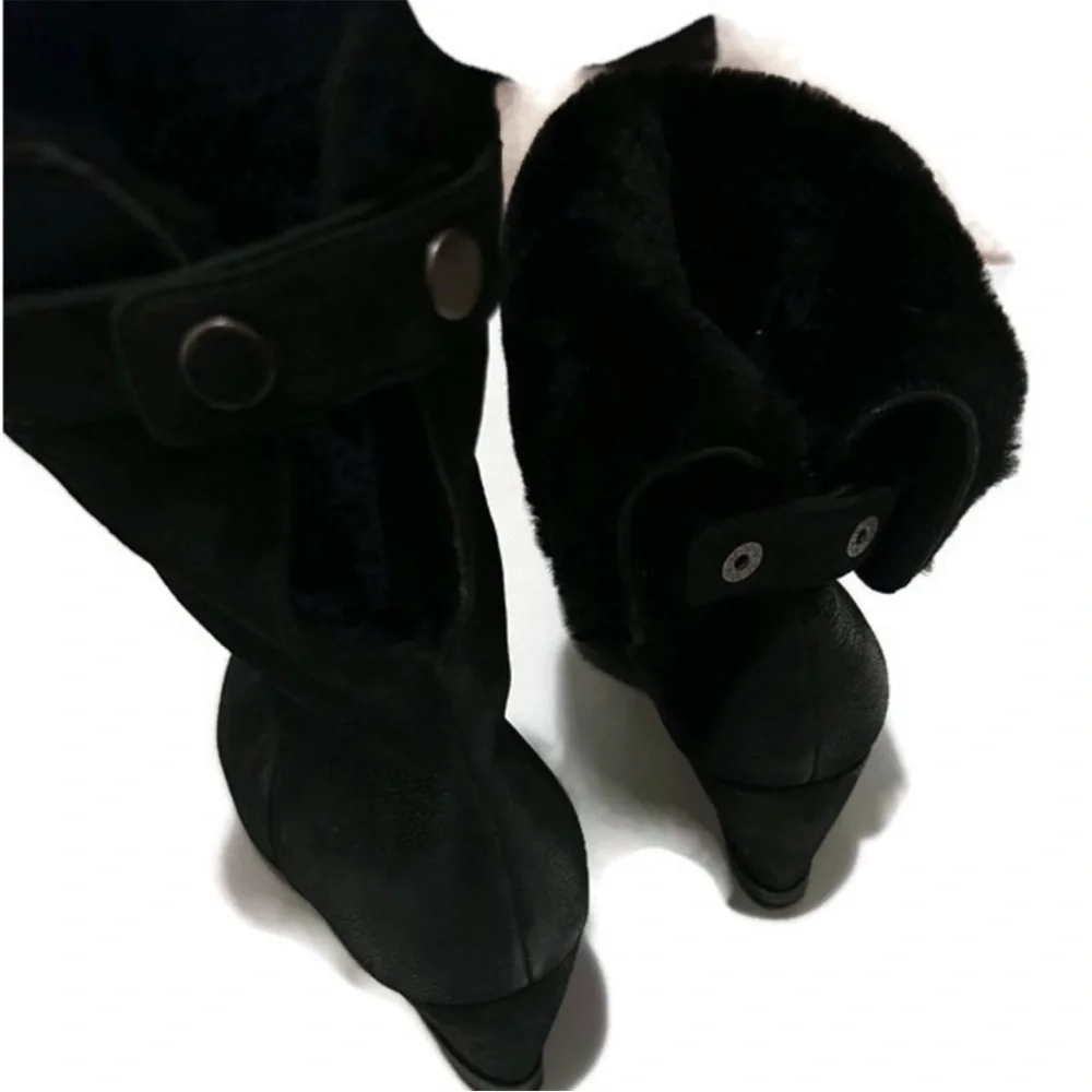 Eileen Fisher Leather Women's Black Wedge Boots Size 7