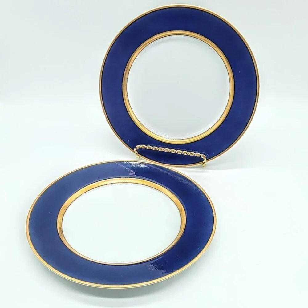 Fitz And Floyd Renaissance Cerulean Blue Salad Plates (2)