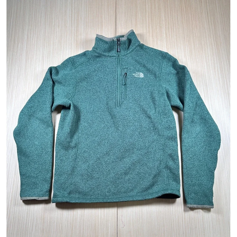 The North Face Never Stop Exploring Knit Jacket Mens S Green Lined‎ Quarter Zip