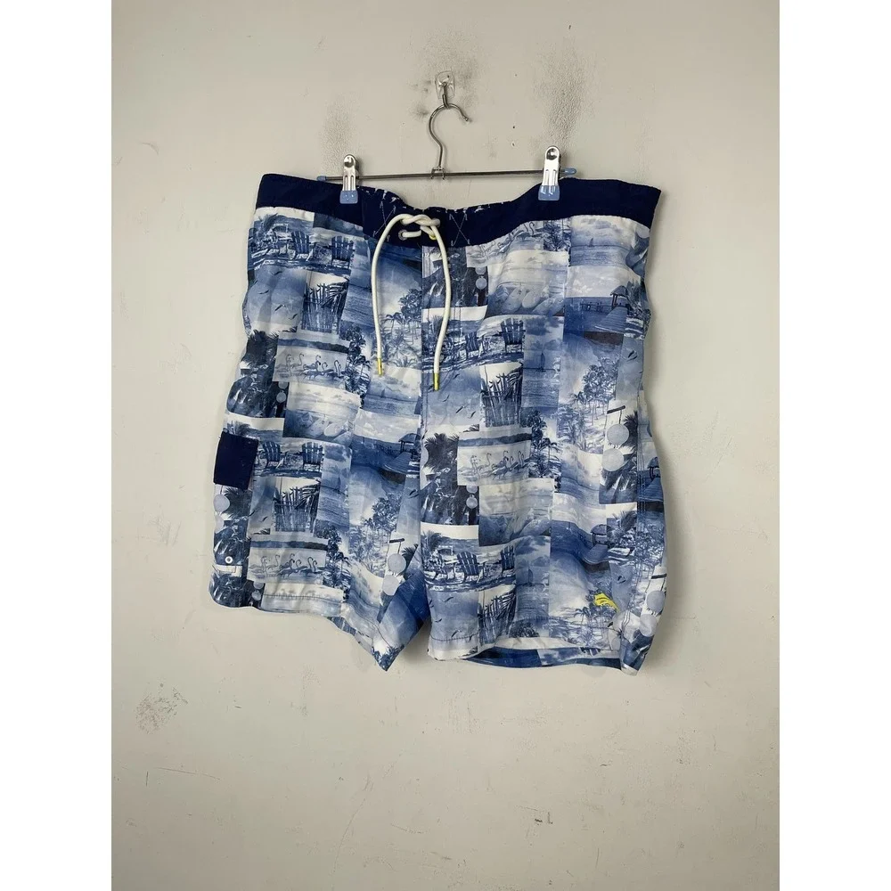 Tommy Bahama Men's‎ XXL Blue Tropical Scene Drawstring Swim Trunks