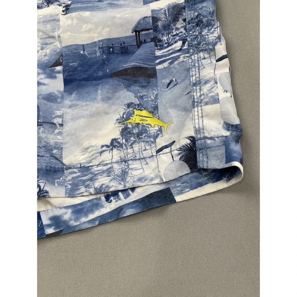 Tommy Bahama Men's‎ XXL Blue Tropical Scene Drawstring Swim Trunks