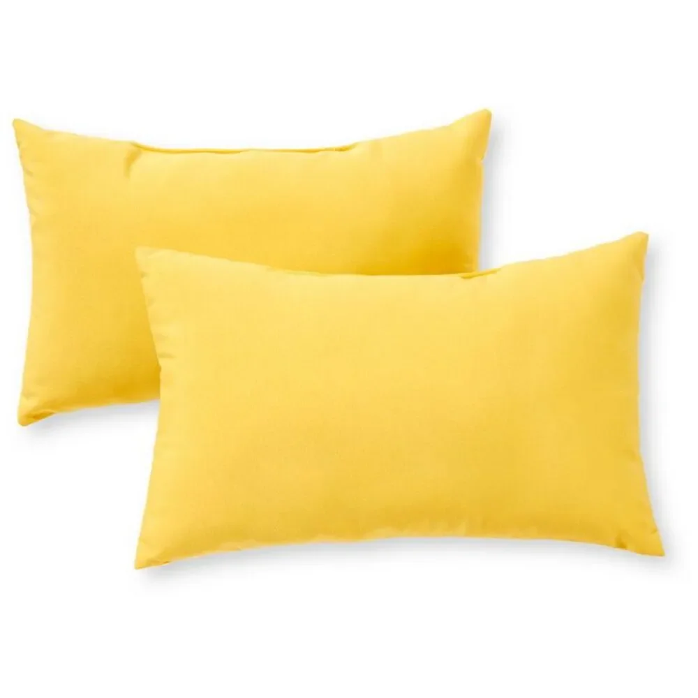 Set of 2 Solid Outdoor Rectangle Throw Pillows - Sunbeam - Kensington Garde