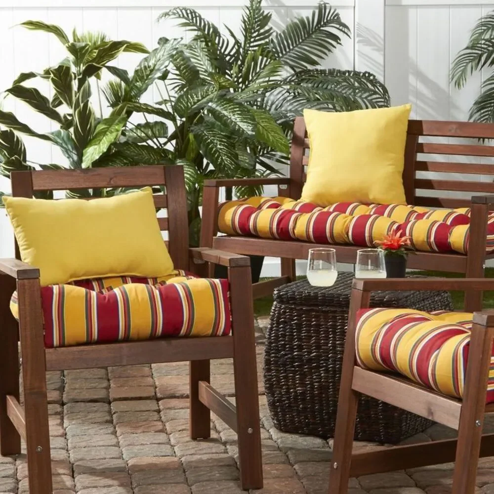 Set of 2 Solid Outdoor Rectangle Throw Pillows - Sunbeam - Kensington Garde