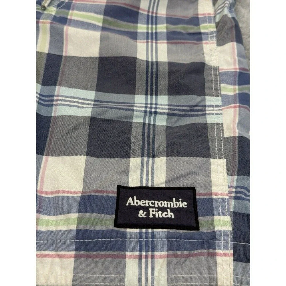 Abercrombie & Fitch Blue Plaid Board Shorts Swim Trunks Mens Medium