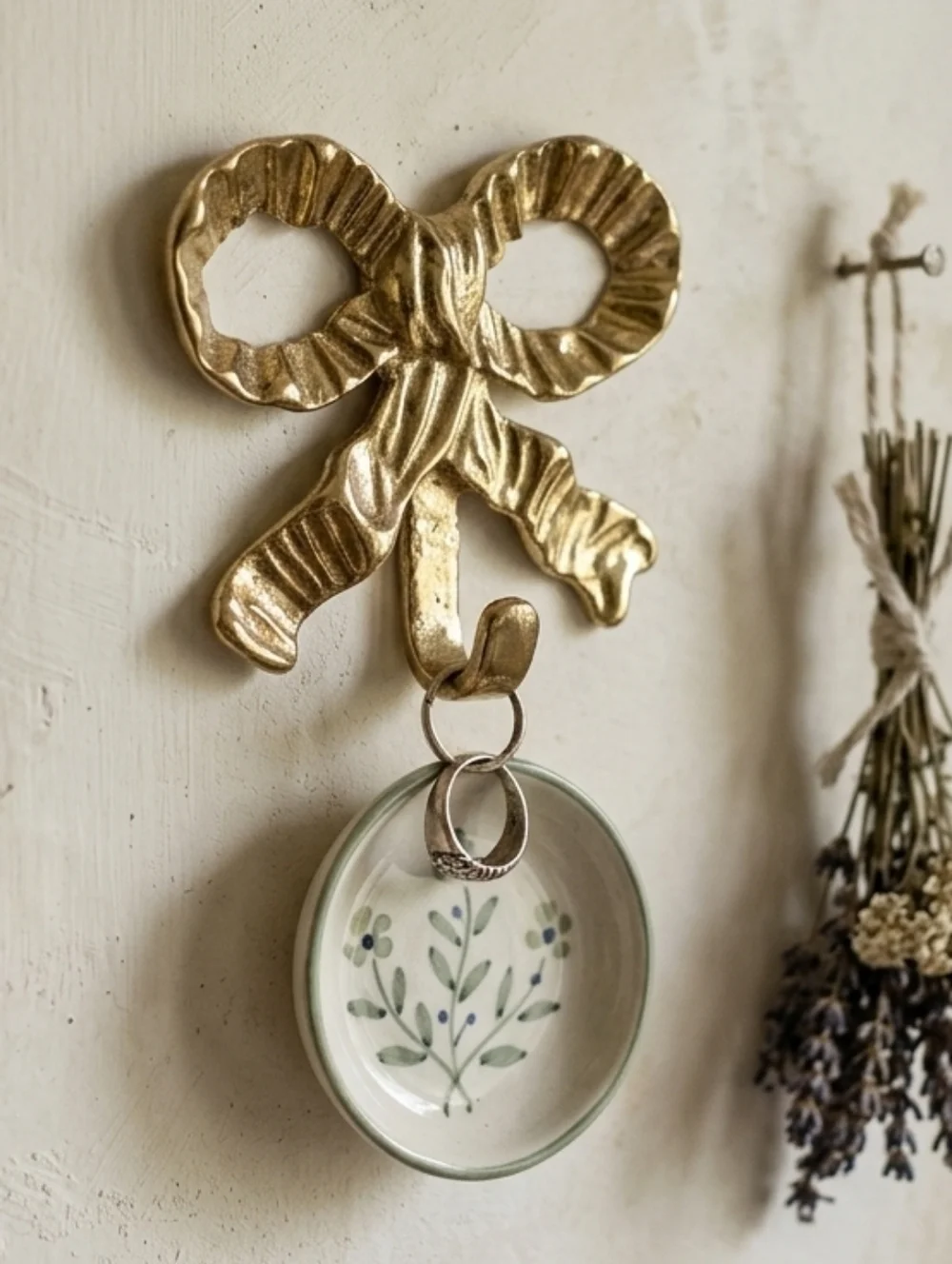 Gold Brass Bow-Knot Wall Hook‎ Coquette Cottagecore Decor Vintage Boho