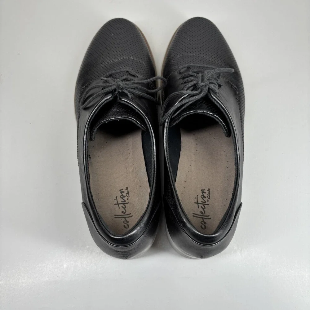 Clarks Sharon Crystal  Women's US 11M Pewter Leather Wedge Oxford Shoes Platform