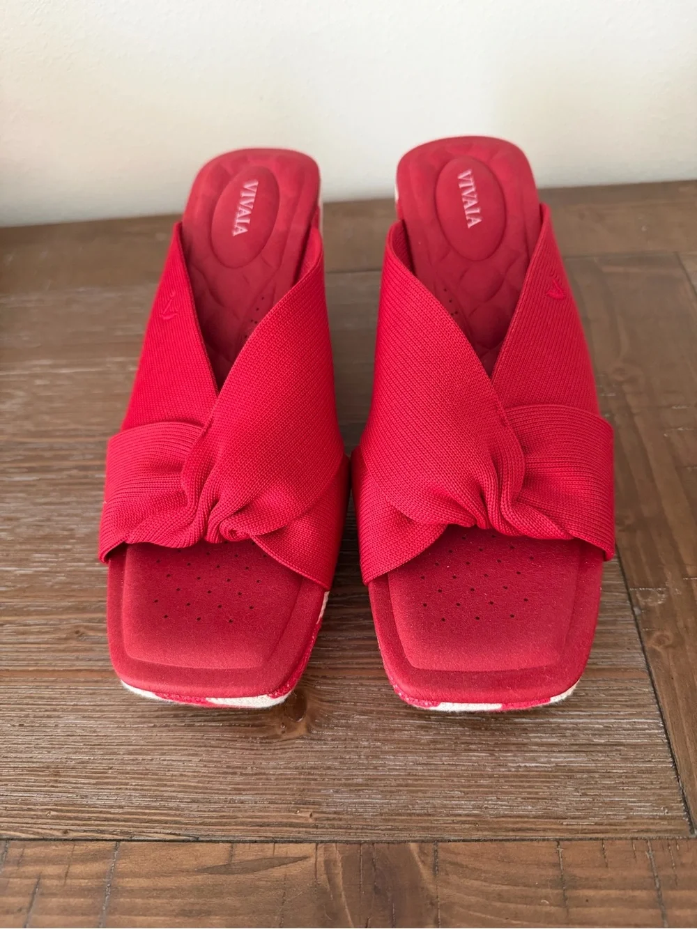 Red Knot Sandals with Red Strip Wedge