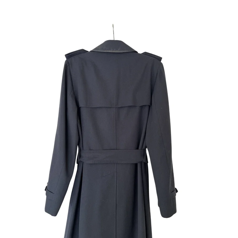 Vintage Cumberland Trench Coat Mens 40R Navy Blue Lined Made in Canada Long Coat