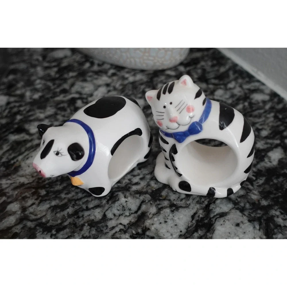 Ceramic animal figurines napkin holders set of 2‎