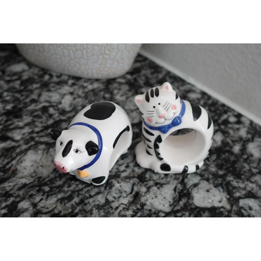 Ceramic animal figurines napkin holders set of 2‎