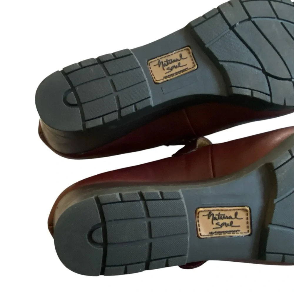 Natural Soul Women’s Maritza Mary Jane Almond Toe Faux‎ Leather Brown Wedge