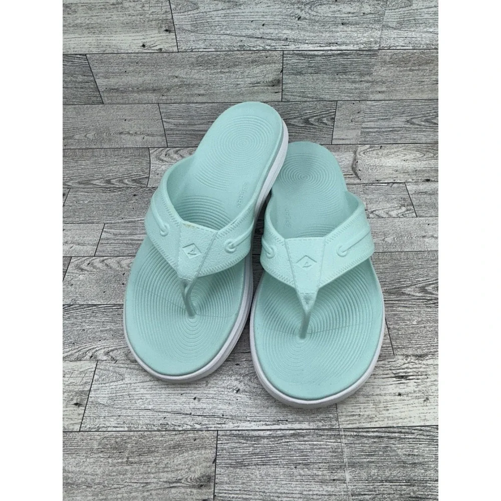 Sperry Flip Flop Sandals Mint Green Mens 10 Womens 12 Water Friendly Beach Thong