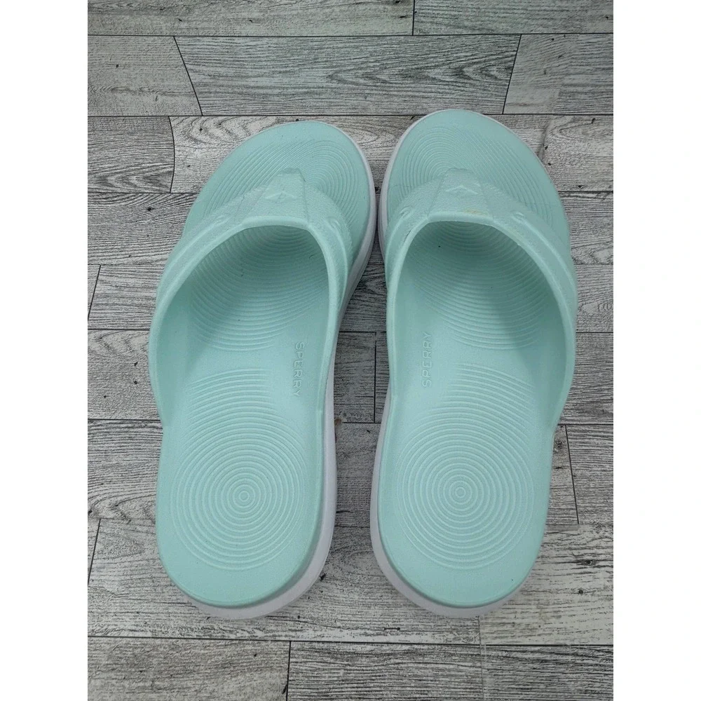 Sperry Flip Flop Sandals Mint Green Mens 10 Womens 12 Water Friendly Beach Thong