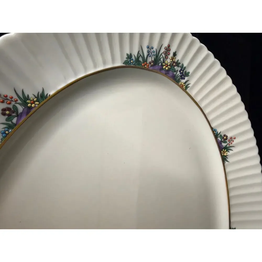 Lenox Rutledge P-303 17” Oval Serving Platter Floral Gold Trim USA