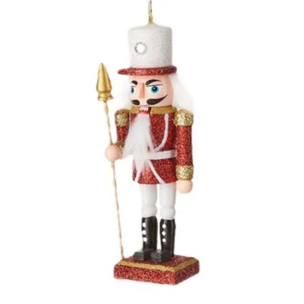 Nutcracker Ornament 4.5 in Red Gold Christmas Tree Ornament Rhinestone Crown New