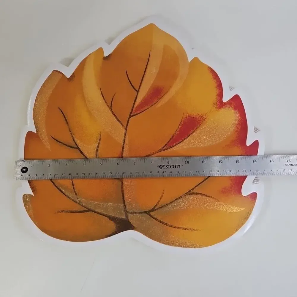 Autumn Fest Vinyl Placemat Leaf Shape Lot Of 6 Autumn Fest Sparkles‎ Glitter