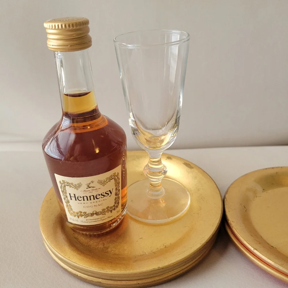 Gold Lacquer Coasters (6) ~ Viking Import Japan ~ 1960s? ~ Versatile ~ Vintage