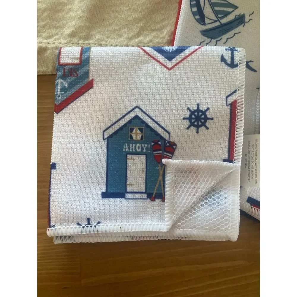 6 Microfiber dishcloths Ocean Sailboat‎ Anchor themed