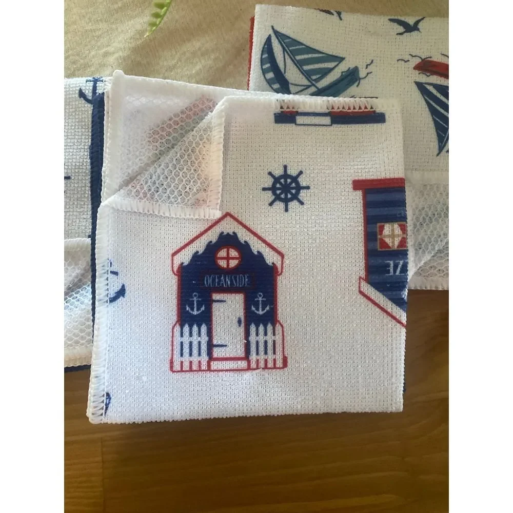 6 Microfiber dishcloths Ocean Sailboat‎ Anchor themed