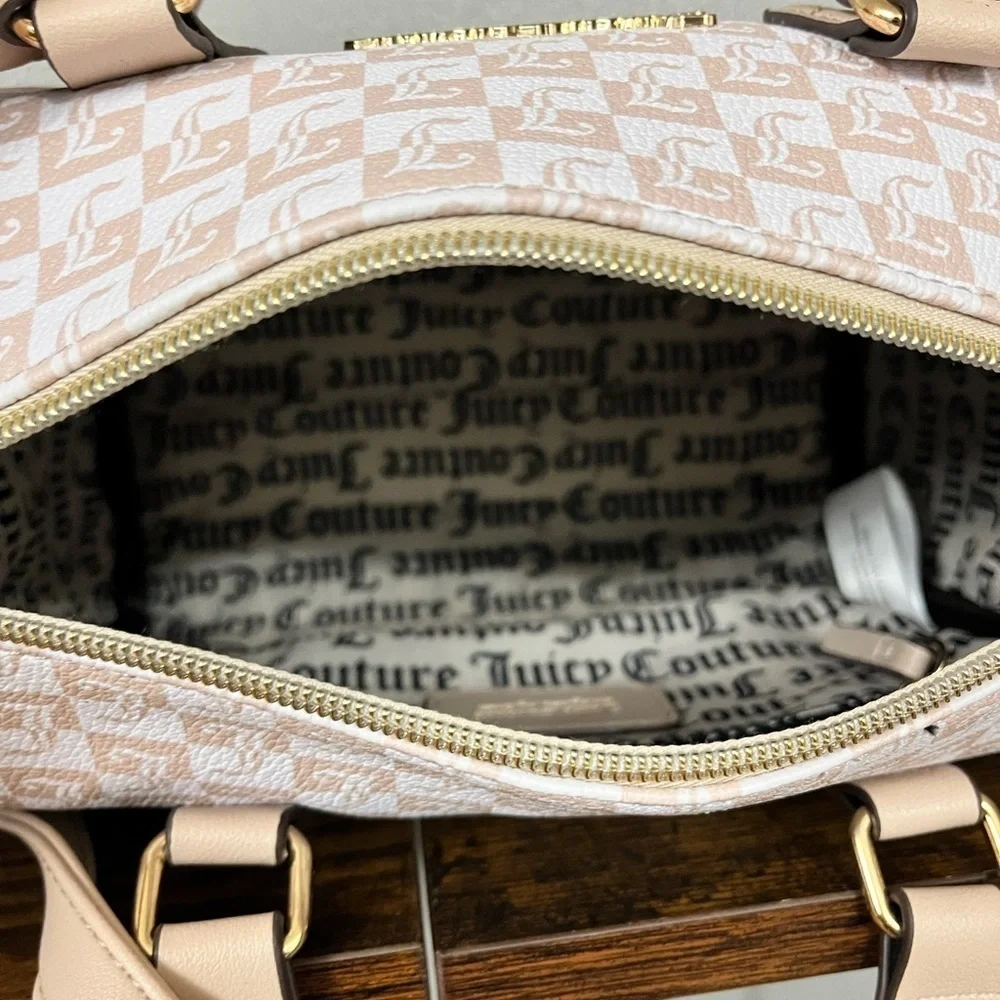 Juicy Couture Geo Sandstone Logo Satchel Purse Top Handle Crossbody NWT