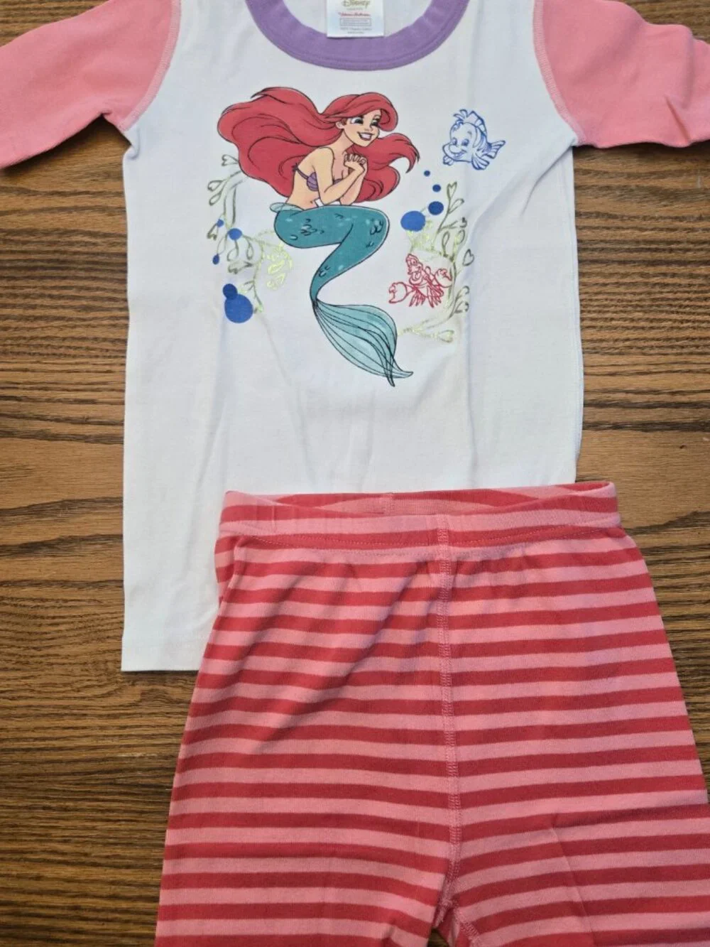 Hanna Andersson Disney Princess Pajamas PJ Short Johns Bundle 130 -8 Ariel Moana